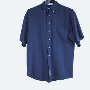 COPY - London Fog navy silky Polynosic dress shirt size M